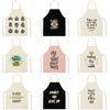 Letter Alphabet Kitchen Apron For Women Linen Bibs Household Cleaning Pinafore Cooking Apron 68*55cm Waist Baking Barista Aprons