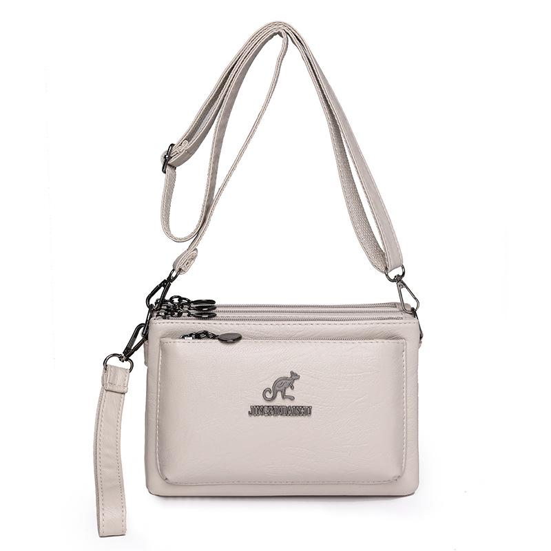 Трендовая женская многослойная сумка через плечо из мягкой кожи