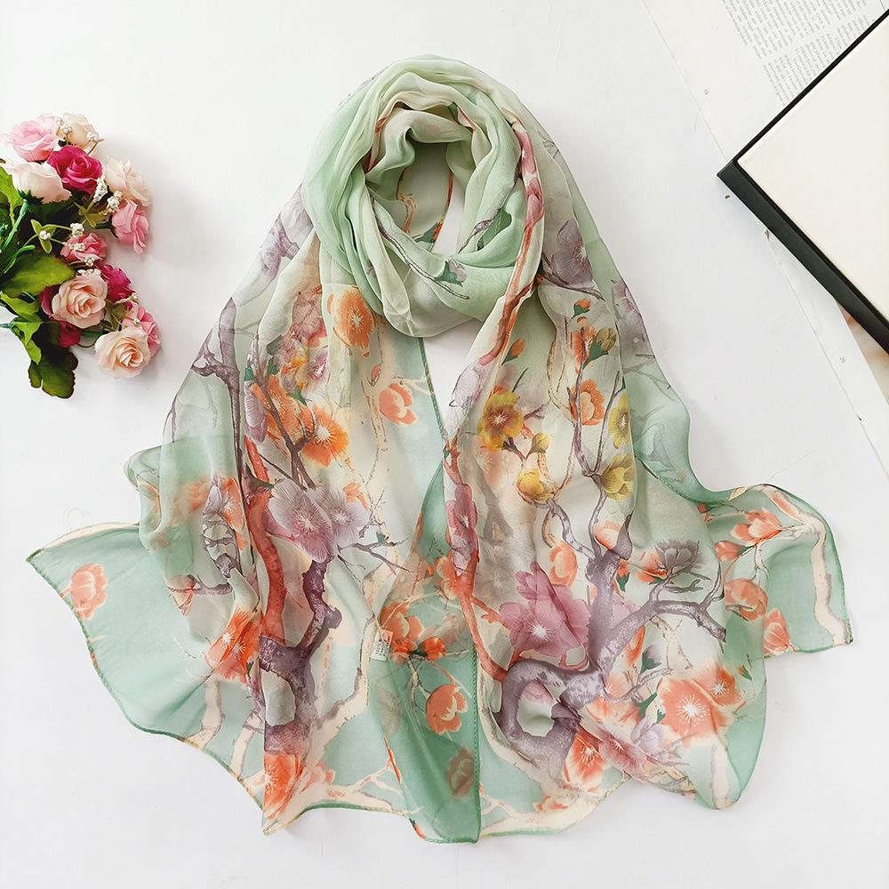 Women's Fashion Long Soft Flower Print Scarf Shawl Chiffon Scarves Beach Scarf