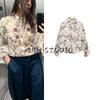 Spring New Women's Clothing Retro Style Metal Color Thread Print Fashion Lapel Long Sleeve Shirt 2522142