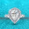 7*10mm 2ct Pear Cut Moissanite Wedding Rings for Women S925 Sterling Silver Luxurious Water Shape Simulated Diamond Band
