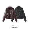 Araltay New Arrival Fashion Style Foreign Trade Women's Clothing Fashion All-Match Best Selling Minimalist Long Sleeve Lapel Leather Jacket Coat