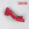 Patent Leather Leather Single Shoes Bow Flat Bottom Round Head Shallow Mouth New Red Wedding Shoes Versatile Thick Heel Medium Heel Women's Shoes