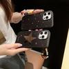 Стильный черный зеркальный чехол со звездой для iPhone 17/16/15/14 Pro Max с цепочкой
