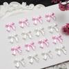 30pcs Shiny Pink White Ribbon Bow 3D Nail Art Charms Kawaii Nails Decoration Accessories Nail Design Manicure Supplies Parts