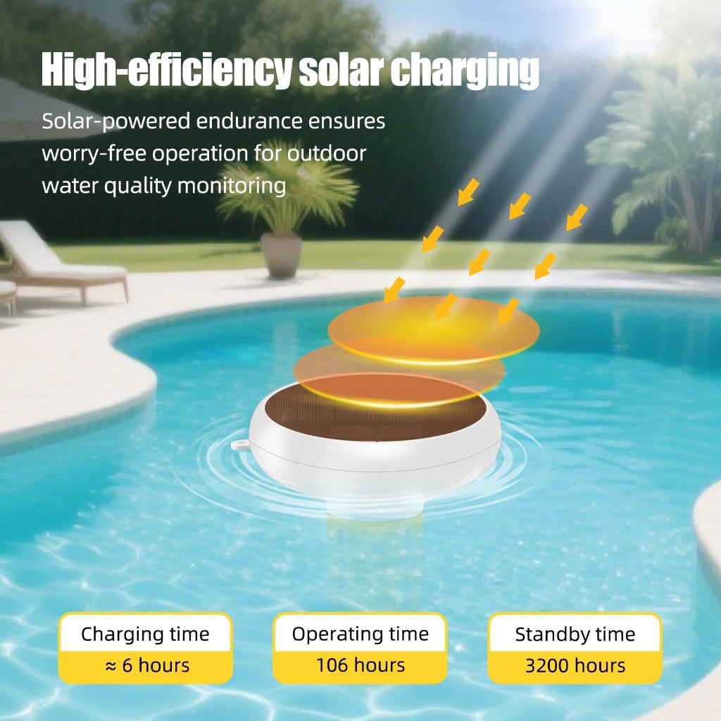 7 In 1 Tuya Zigbee Solar Water Quality Meter For Pool Testing Tester PH ORP Total Dissolved Solids Salinity Temp& Chlorine
