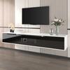 TV Media Cabinet Cabinet High-Gloss Color-Coordinated with Black Storage and White Featuring Color-Changing LED Light Home Decor