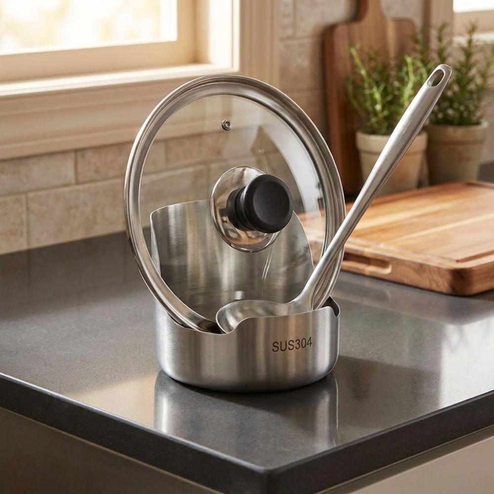 Stable Pot Lid Storage Rack Stainless Steel Spatula Holder Multi-functional Chopsticks Stand Home