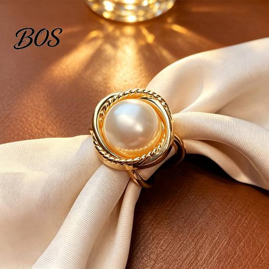 Retro Braided Scarf Holder Alloy Silk Ring with Faux Pearls, Clip Rings for Women, Round Buckle Clip, Elegant Dresses And Shirts Simple Clasp