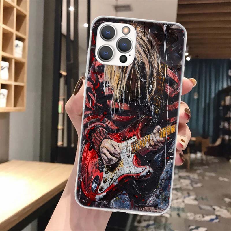 Ретро Певец Курт Кобейн Мягкий Чехол Для Телефона Для iPhone 17 Air 16 16E 15 14 Plus 13 Mini 12 11 Pro Max X XR XS 7 8 + SE 2020 Узор