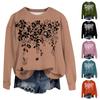 Women's Fashion Casual Long Sleeve Printed Round Neck Woolen Knit Pullover Top