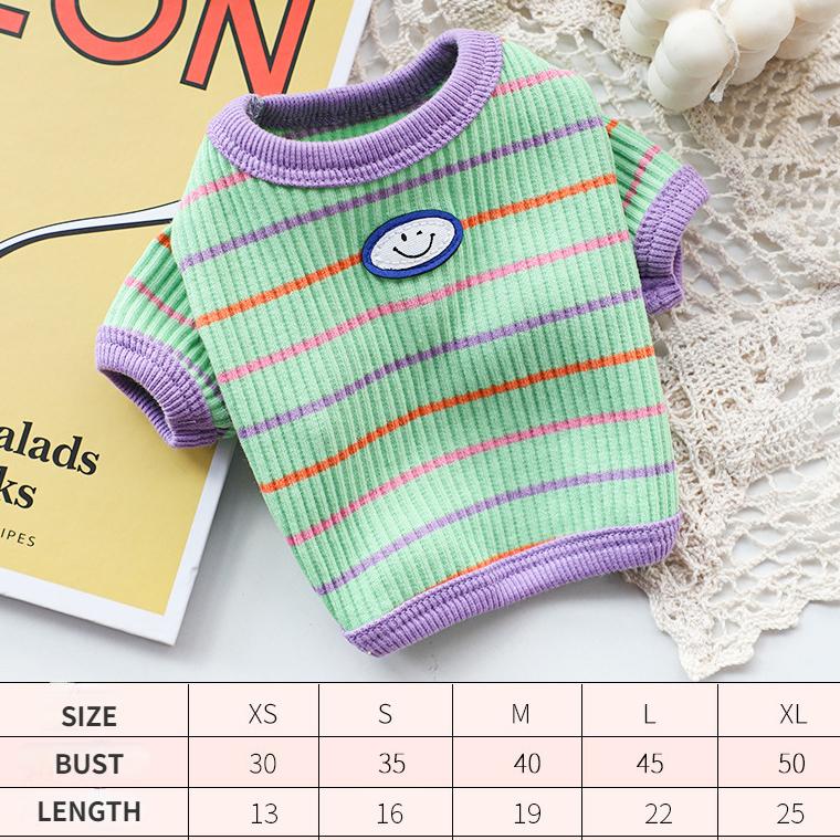 Полосатая рубашка для домашних животных Весенняя одежда для маленьких щенков бишонов, померанских шпицев Осенняя полосатая одежда для двух ног