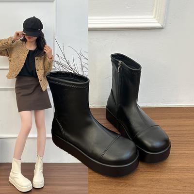 Новая корейская версия 2025 платформа локомотив британский стиль ботинки Мартина женские тонкие короткие ботинки осень маффин тонкие ботинки супер горячие