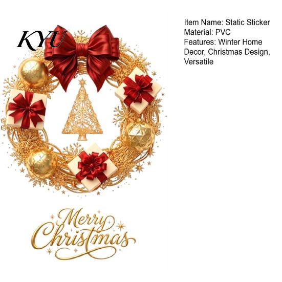 Indoor Festive Atmosphere Christmas Wreath Static Window Sticker, Decorative Decals for Glass Doors And Windows, Holiday Scenery Accessories Removable