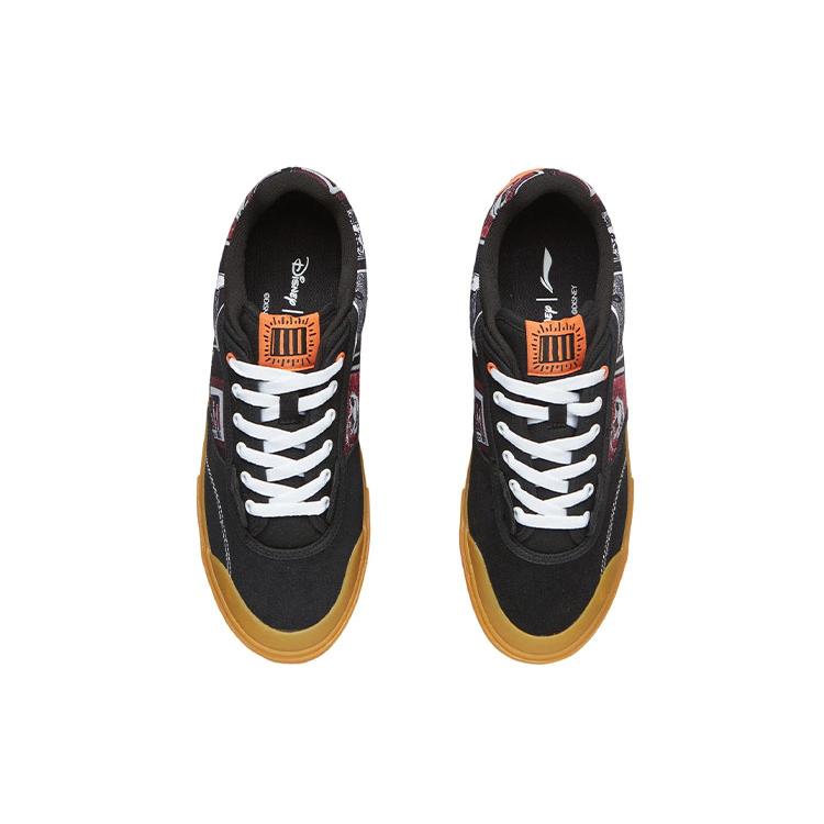 Disney x Li Ning 50/50 Кит Харинг Нескользящие Износостойкие Низкие Скейтбордические Туфли Мужские Черные AECR049-2