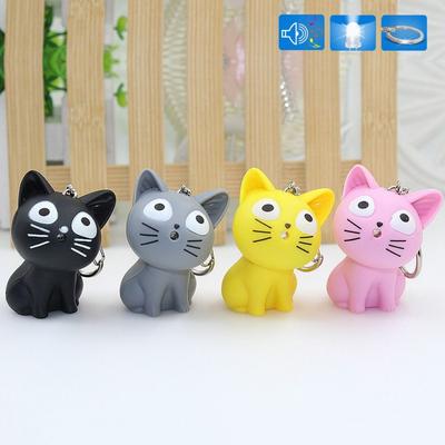Брелок-кошка Animal Chi Мультяшный светодиодный брелок-кошка Брелок со звуком и светом Украшения для сумок
