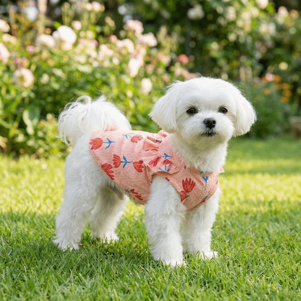 Breathable Dog Cooling Vest Tulip Design Pet Princess Dress Cute Pet Skirt Clothes Casual Wear