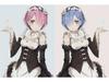 S-3XL Re:Zero Anime Maid Costume - Large Size Ram/Rem Outfit