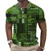 Мужская повседневная рубашка поло в стиле ретро, с разноцветными блоками и 3D цифровой печатью