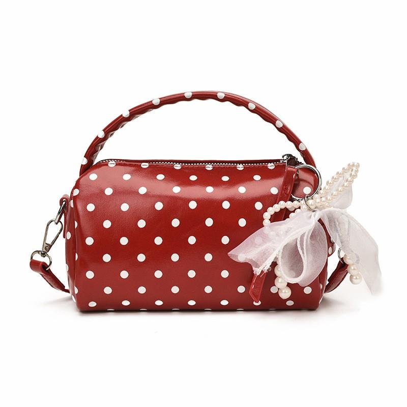 Womens Mini Pillow Shape PU Handbag With Polka Dots Zipper Single Strap Crossbody Bag Daily Casual Wear