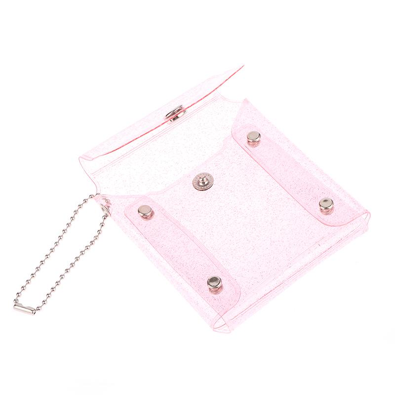 Мини-косметичка, симпатичная прозрачная косметичка с блестками, розовый брелок для ключей, косметичка-футляр