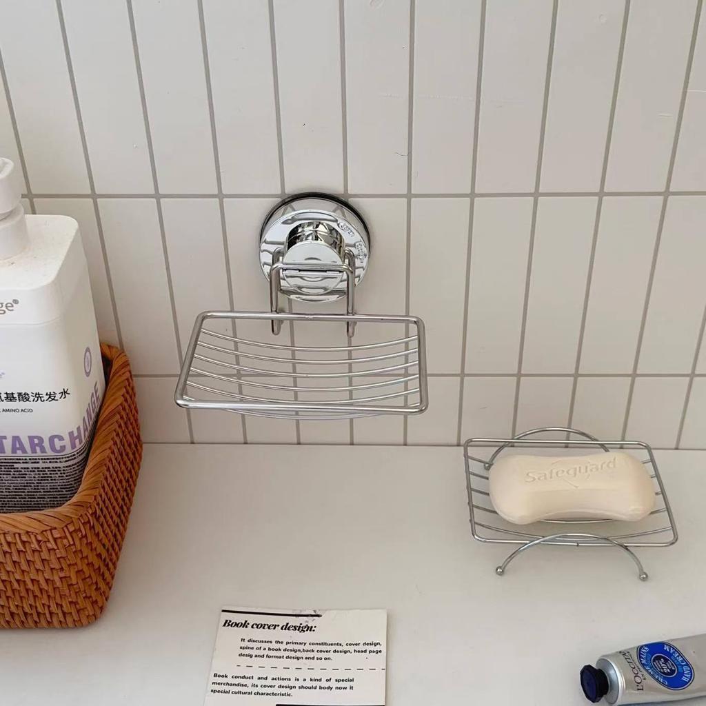 Мыльница на присоске, без сверления, настенная, дренажная полка, держатель для мыла в ванной комнате, органайзер из нержавеющей стали с решеткой для дома, ванной комнаты