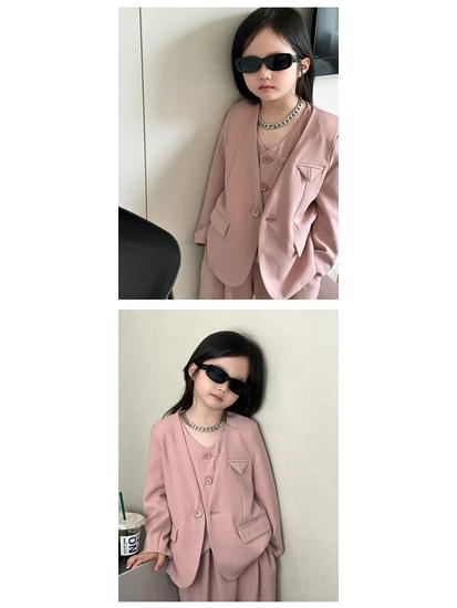 Осень 2025 Девочки Костюм-конфетка из 3 предметов - Блейзер в корейском стиле