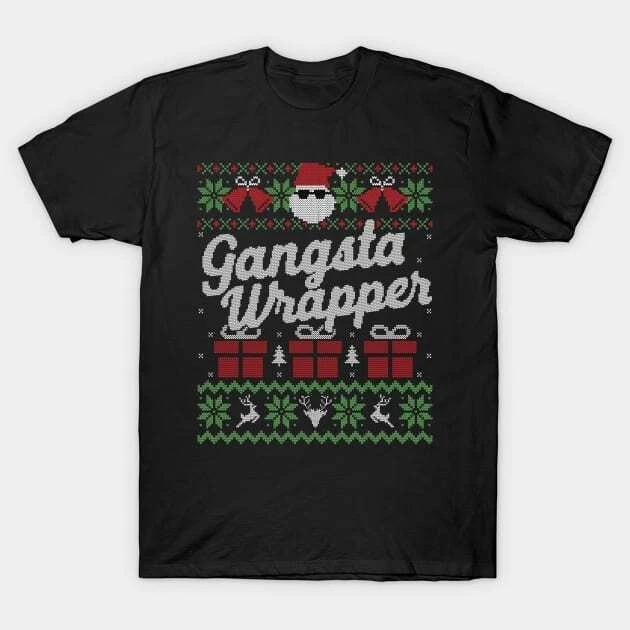 Ugly Christmas Sweater Gangsta Wrapper Santa Made in Australia T-Shirt