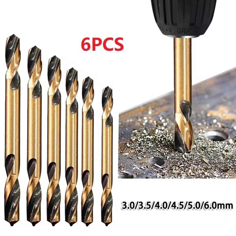 6Pcs Power Tool Twist Auger Drill Bit Set HSS Hole Opener Portable Double Ended Drill Bits