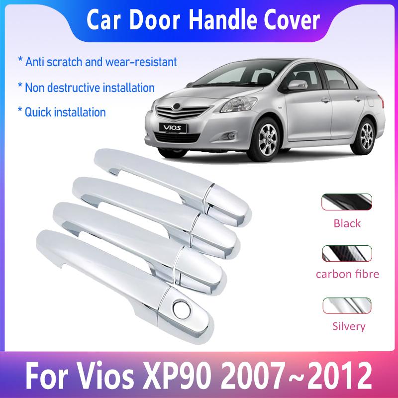 Car Door Handle Cover For Toyota Vios XP90 MK2 2007~2012 2008 2009 2010 Yaris Limo Belta Chrome Exterior Handle Case Accessories