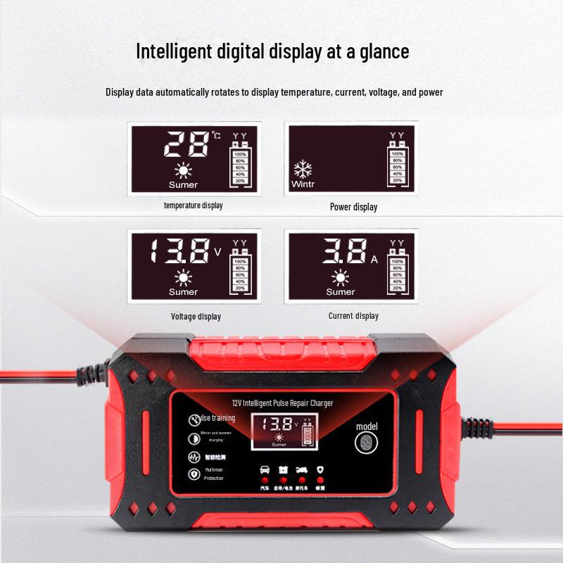 Умное зарядное устройство 12 В 6 А для свинцово-кислотных аккумуляторов мотоциклов и автомобилей