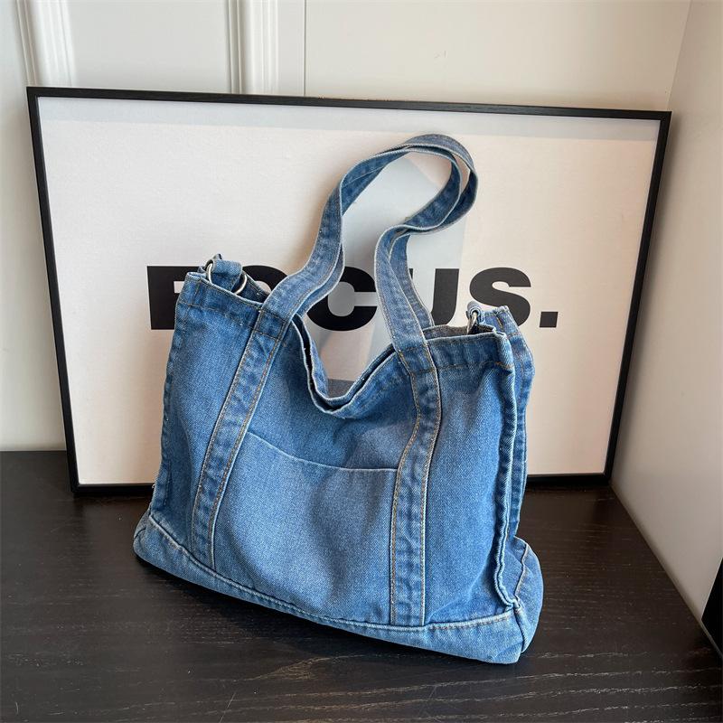 Джинсовая большая сумка Женская сумка через плечо Повседневная сумка через плечо