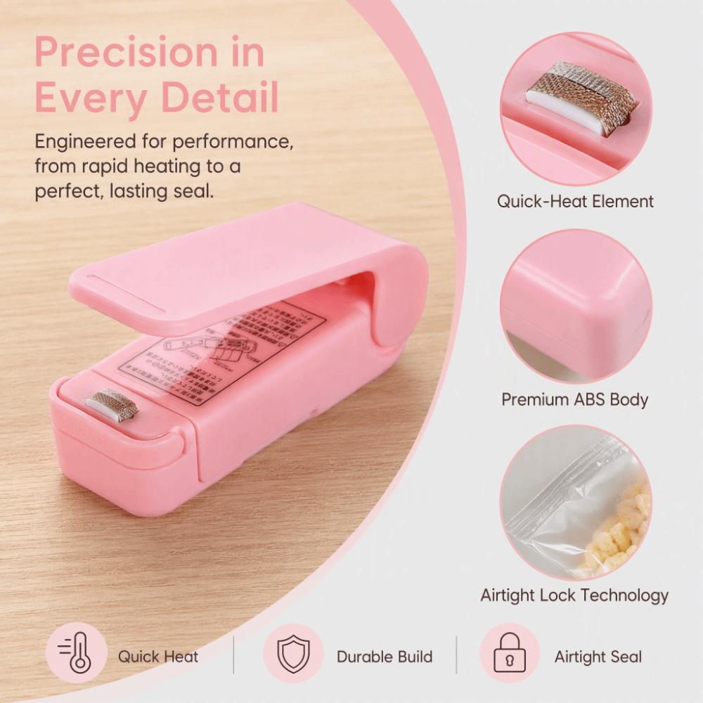 White Handheld Heat Sealer ABS Portable Sealing Machine Mini Vacuum Bag Sealer Outdoors Use