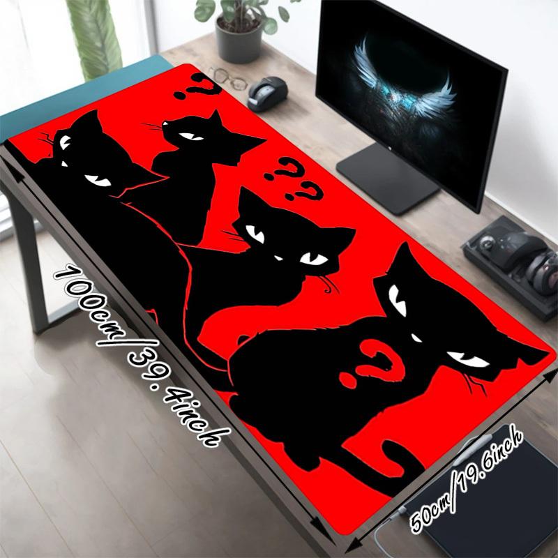 1PC Black cats Large Durable Mouse Pad Suitable for Office Desks, Gaming Desktops.Non-Slip Back P19