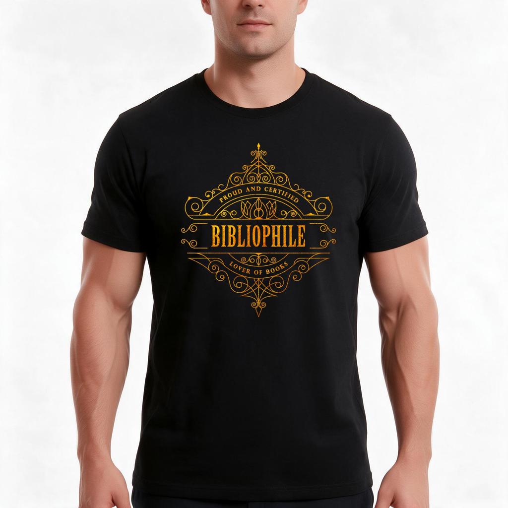 Gold Bibliophile Tshirt Summer Casual Cotton Tee Oversized Streetwear Tops Vintage Graphic Print Loose Fit Short Sleeve