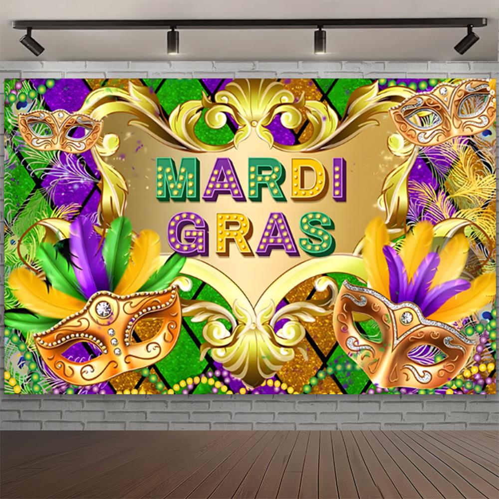Carnival Mask Ball Theme Party Photography Background, Adult Birthday Party, Family Party Decoration Photography Backdrop Cloth
