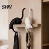 Playful Home Organizing Tools 3D Printed Cat Shelf Sitter with Lantern, Whimsical Figurine Hook for Handmade Style Wall Decor Keys, Decorative