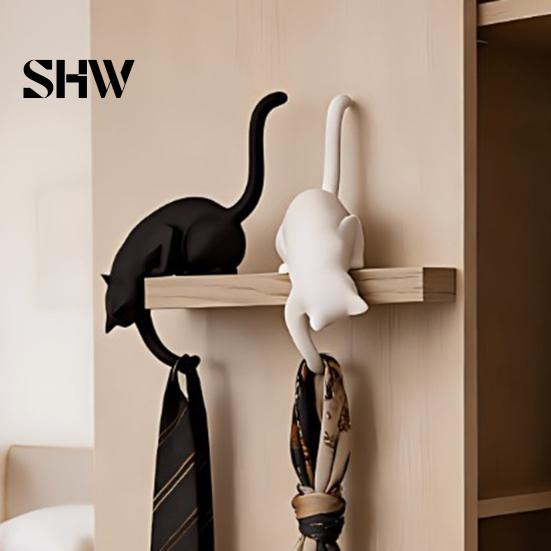 Playful Home Organizing Tools 3D Printed Cat Shelf Sitter with Lantern, Whimsical Figurine Hook for Handmade Style Wall Decor Keys, Decorative