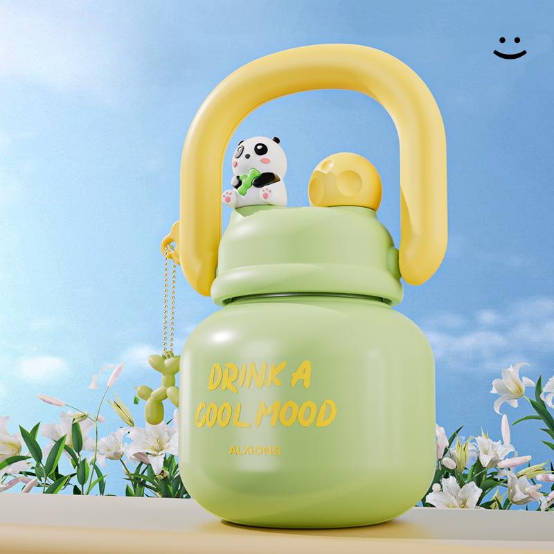 Big Belly Thermos Cup High Appearance Level Men and Women Large Capacity Double Drinking Cup Stainless Steel Ton Ton Straw Cup Carrying Pot