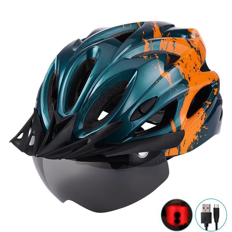 Integrated Cycling Helmet With Magnetic Snap-on Visor Rear LED Light Unisex Mountain Bike Half EPS Foam CE CPSC