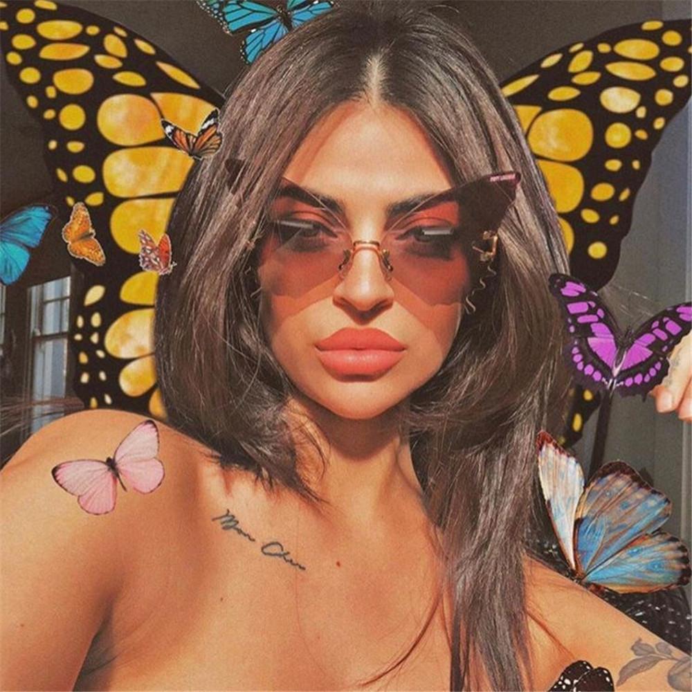 Women Fashion Metal Butterfly Sunglasses Retro Sun Glasses Rimless Sunglasses UV protection