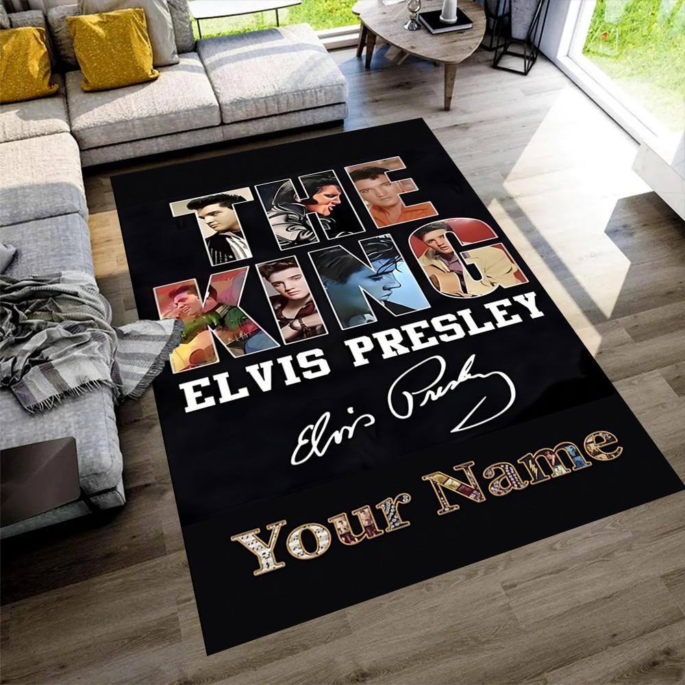 Elvis Presley Customize Your Name Floor Rug Office Rug Perfect for Study room Dining Room Hallway Playrooms Anti-slip Rug Anime Office Decor
