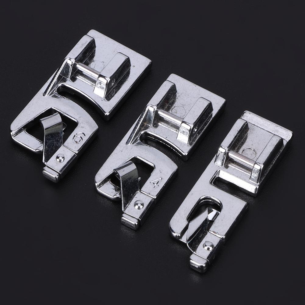 3Pcs Sewing Machine Rolled Hem Foot Household Crimping Process Sewing Accessories