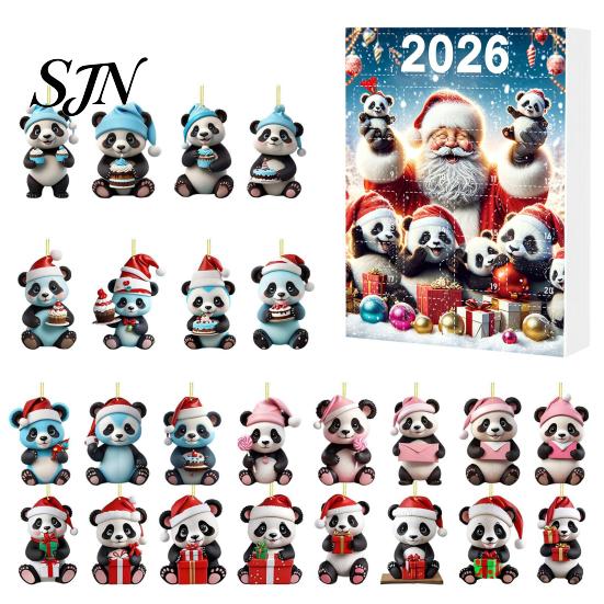 Christmas Tree Ornament Set Panda Advent Calendar, 24 Days Countdown Contains Acrylic Home Decor Ornaments, Cute Hanging Decorations for