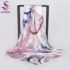 [BYSIFA] Scarf Hijab  New Ladies Grey Red Square Scarves Wraps Fashion Floral Design Satin Silk Scarf Shawl Pink Blue 90*90
