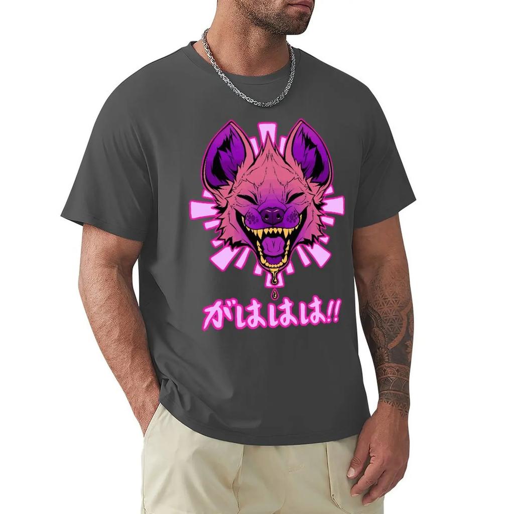 Футболка Kawaii Japanese Vaporwave Hyena GAHAHA Furry Wildlife Safari Футболка Harajuku с коротким рукавом Футболка с хлопковой графикой Топы