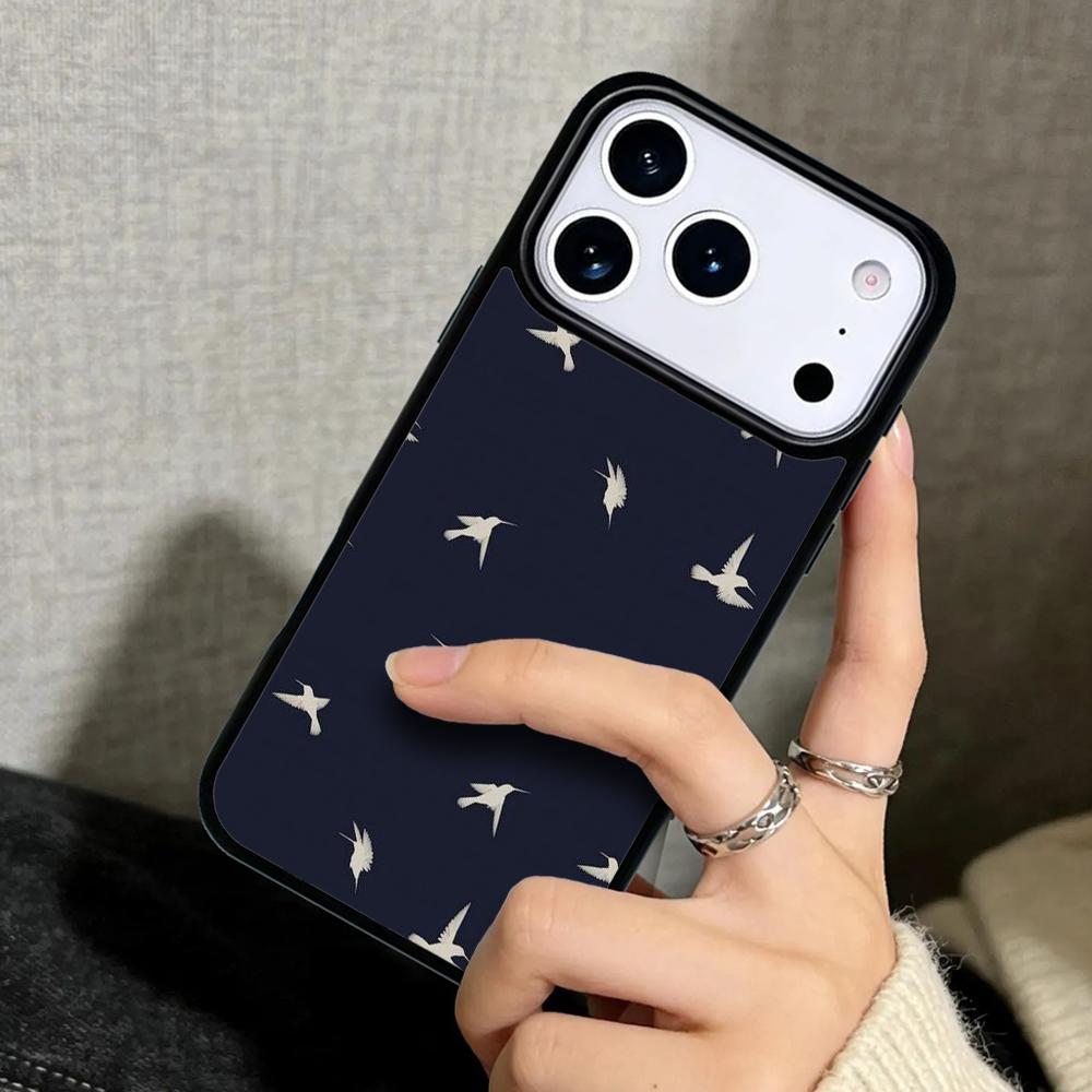 Capa Case for iPhone 17 Air 16 Pro Max 15 Plus 11 13 Mini 14 12 Back Phone Cover Hummingbird