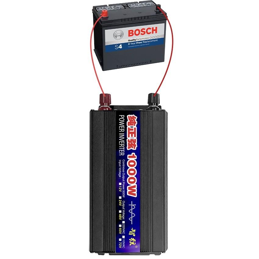 Портативный инвертор солнечной энергии Чистая синусоида DC12V 24V в AC 220V Преобразователь для путешествий, грузовика, автомобиля, бытовой техники