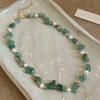 Маленькое свежее нерегулярное зеленое натуральное жемчужное ожерелье с бусинами, женская индивидуальная мода, универсальная цепочка на шею, цепочка на ключицу