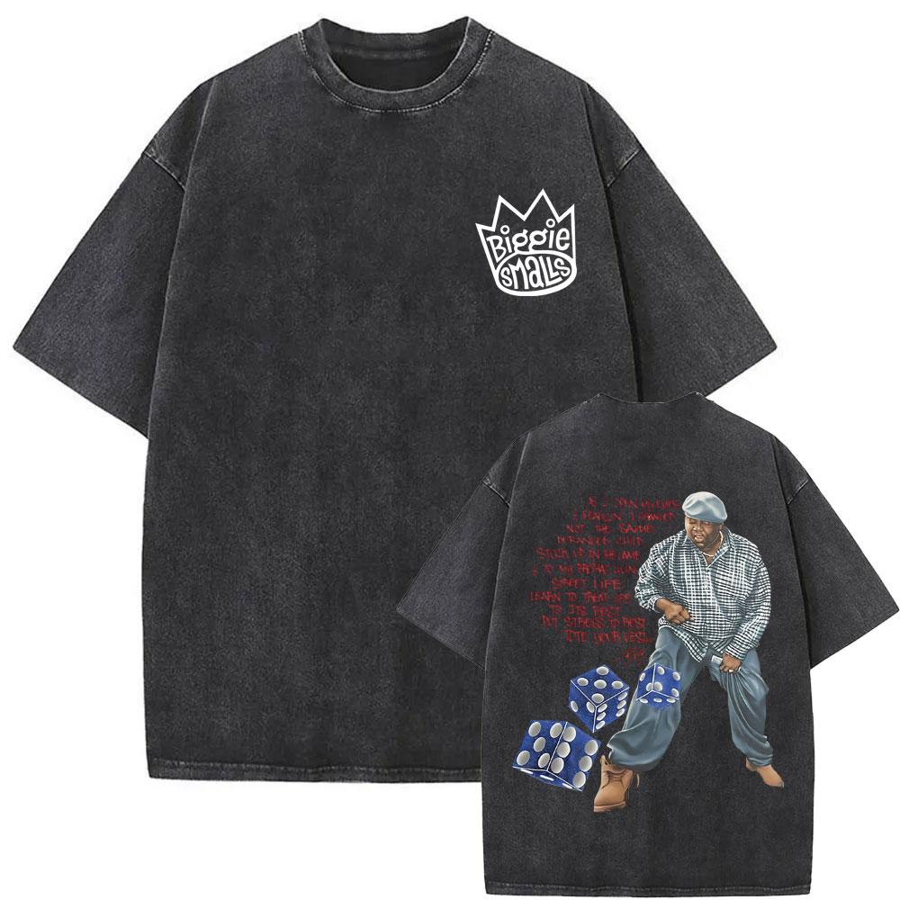 Стирка Винтажная Футболка Рэпер The Notorious Big Мировой Тур Принт Biggie Smalls Мужские Женские Хип-Хоп Оверсайз Футболки